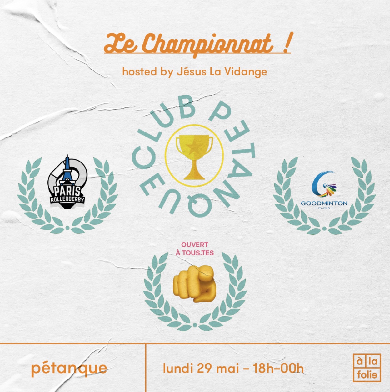 Club Pétanque : Paris Roller Derby vs Goodminton (ouvert à tous.tes)